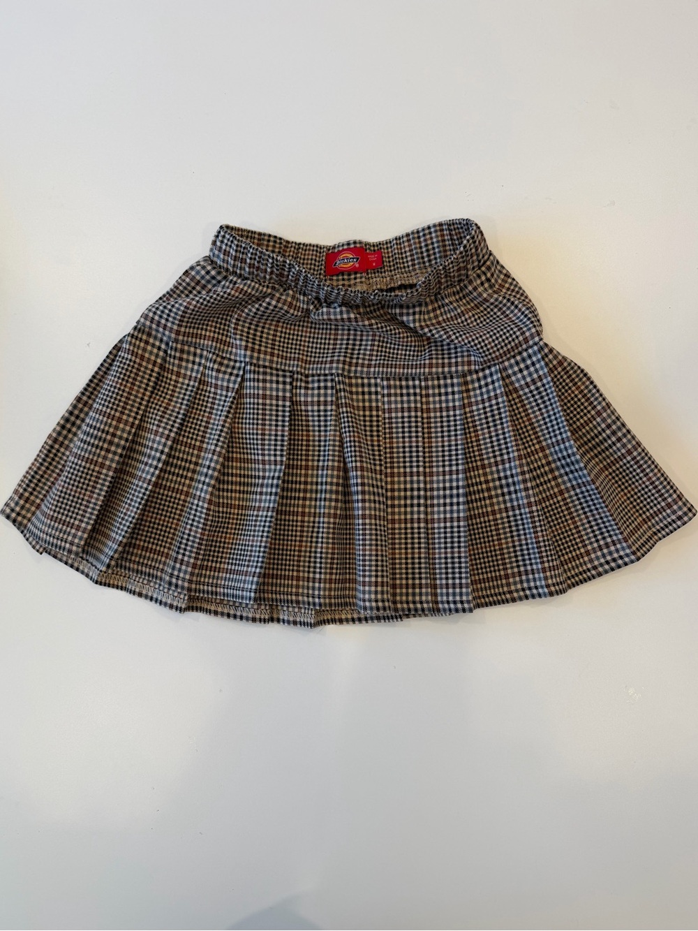 Dickies Plaid Pleated Mini Skirt in Brown and Black